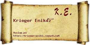 Krieger Enikő névjegykártya